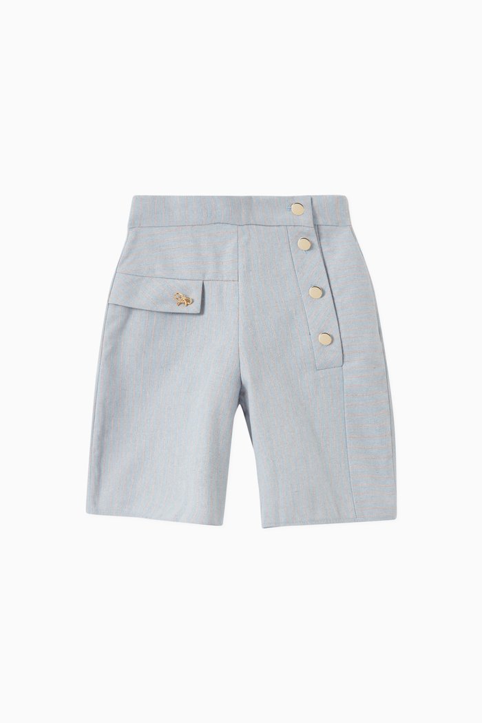 

High Waist Button Shorts, Blue
