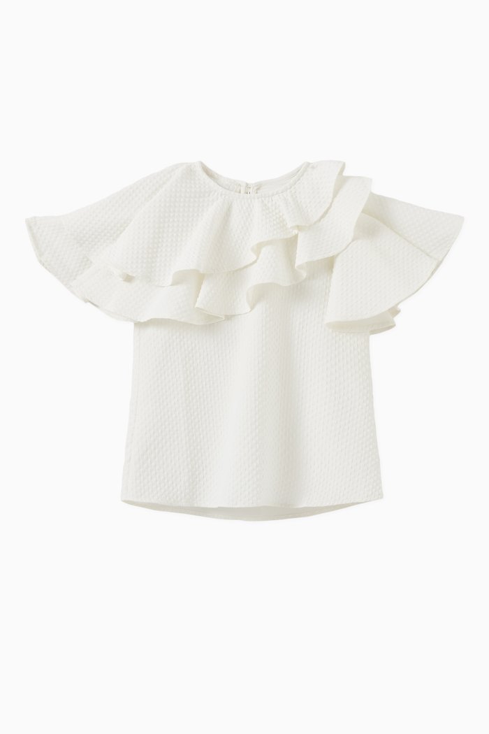 

Asymmetric Textured Collar Top, Neutral