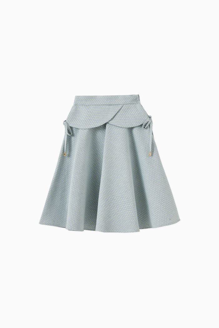

Side Tie Textured Long Skirt, Blue