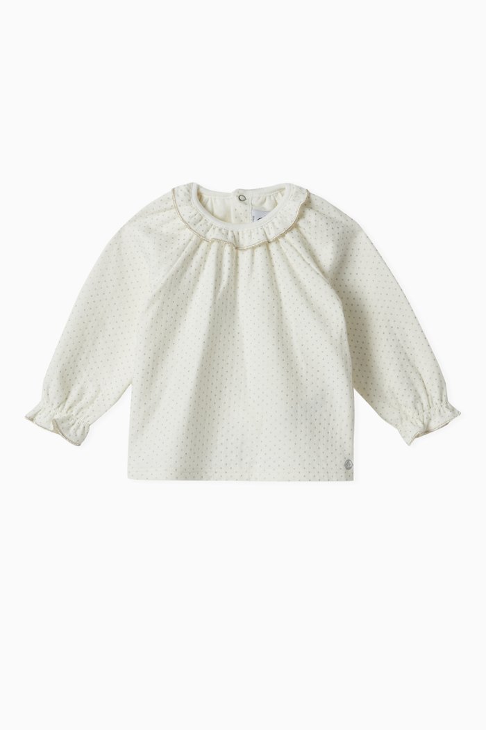 

Gold Dot Blouse in Cotton, White