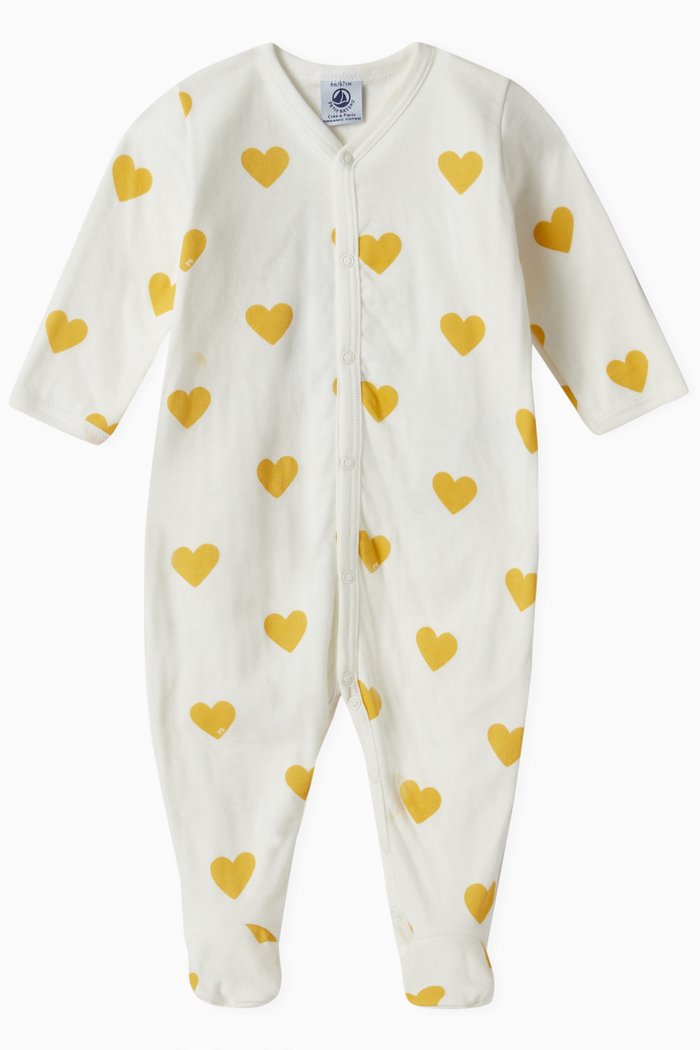 

Heart Pattern Sleepsuit in Organic Cotton, Multicolour