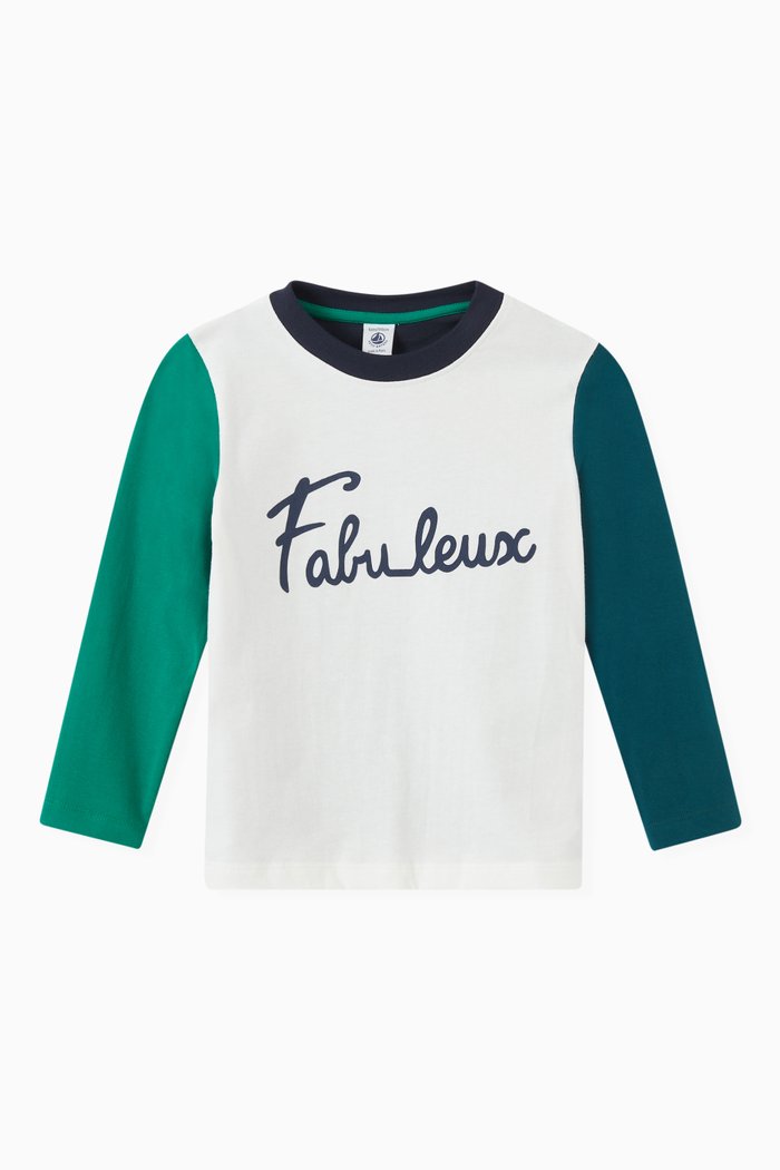 Long Sleeve T-shirt in Cotton, Multicolour