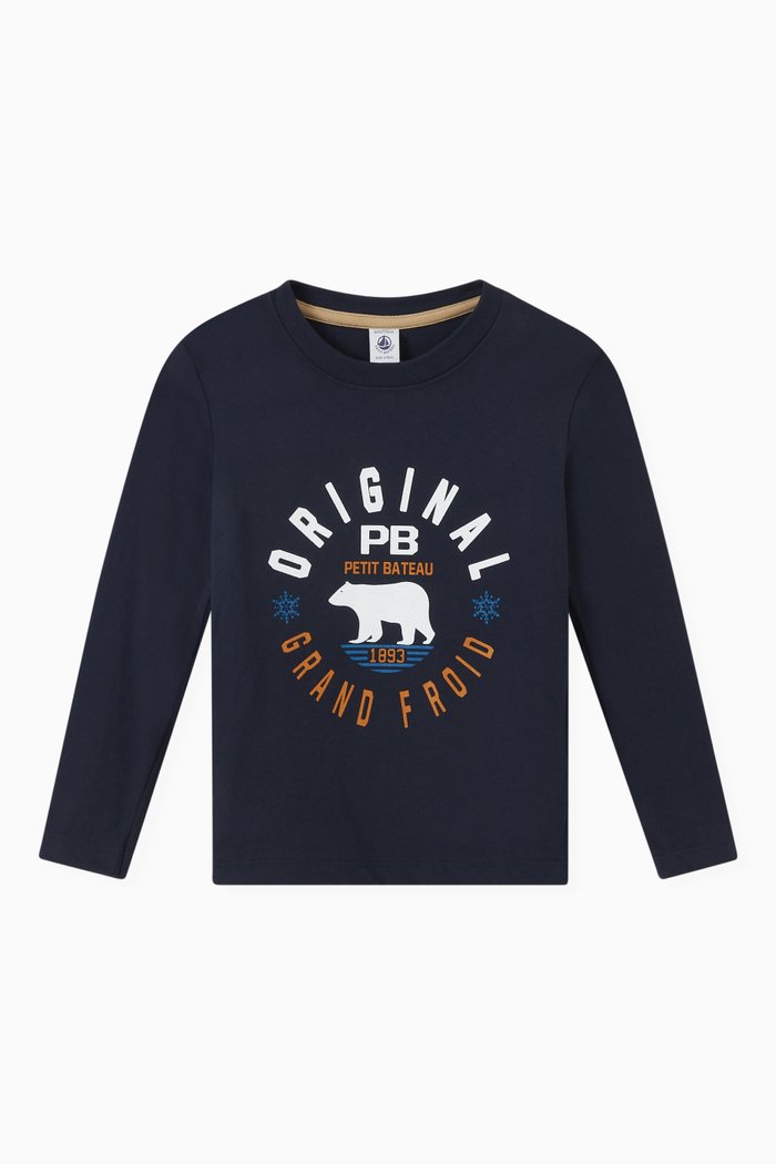 

Long Sleeved T-Shirt in Cotton, Blue