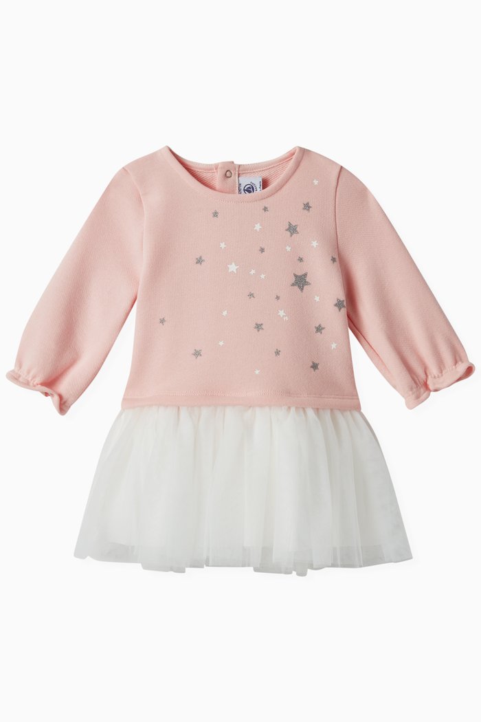 

Illusion Dress in Fleece, Pink