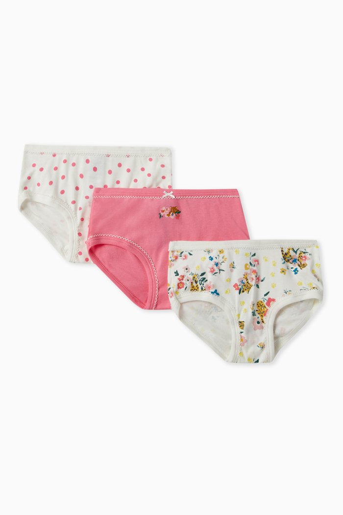 

Floral Briefs in Cotton, Set of 3, Multicolour