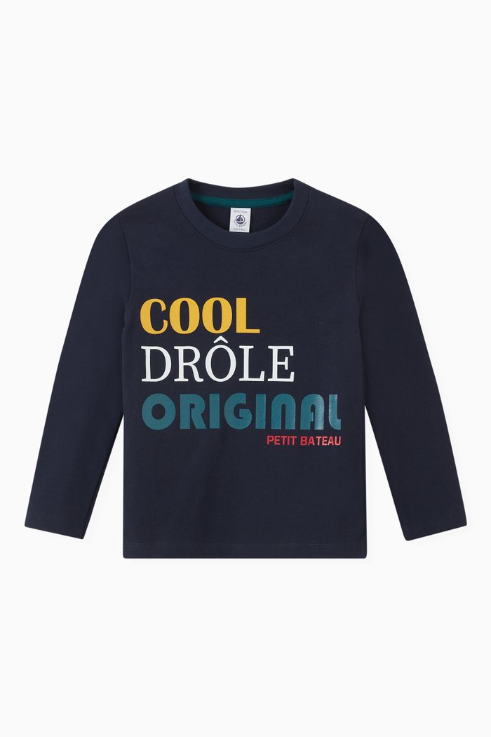 

Long Sleeved T-Shirt in Cotton, Blue