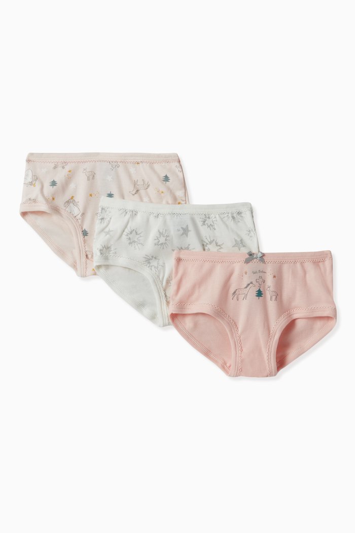 

Sparkly Briefs in Cotton, Set of 3, Multicolour