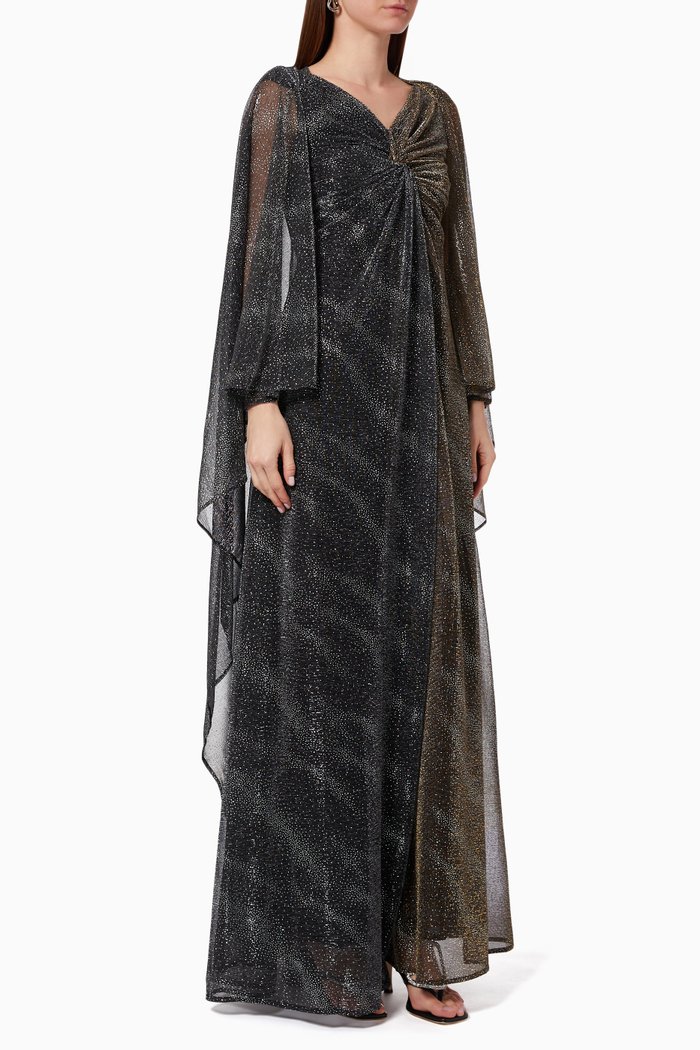 

Stardust Evening Dress in Metallic Voile, Black
