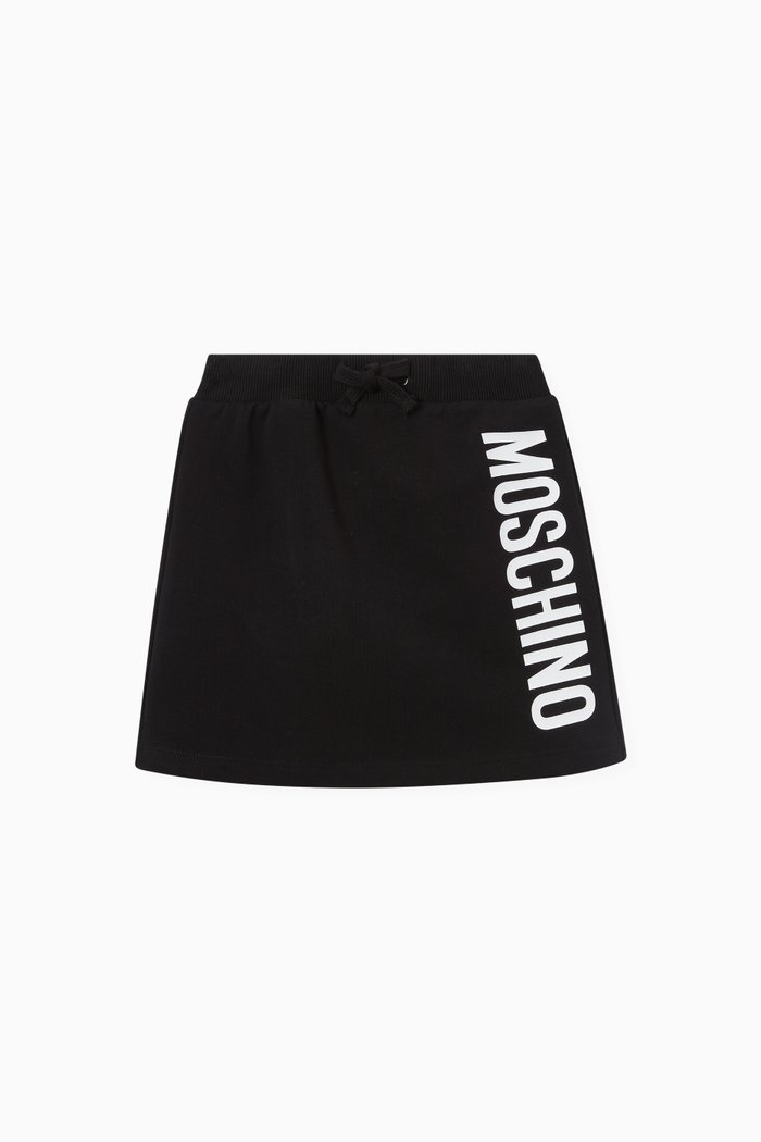 

Vertical Logo Print Skirt in Cotton, Black