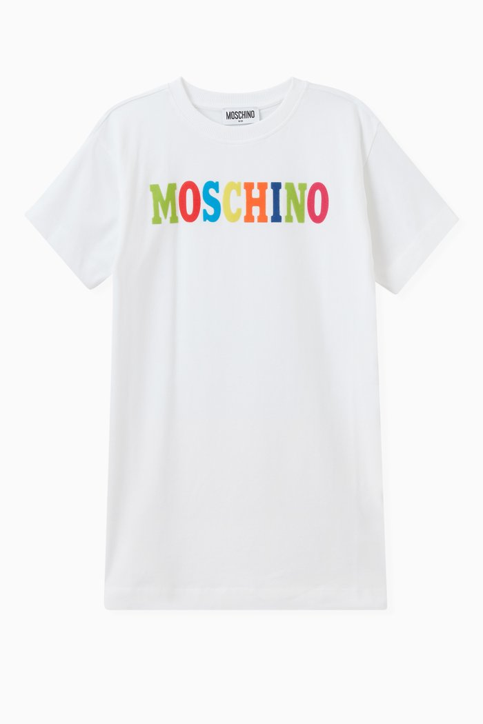 

Multi Logo Print Dress in Cotton, White