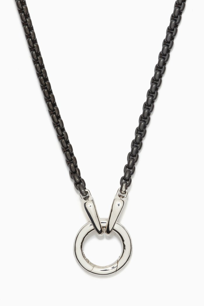 

Smooth Amulet Chain Necklace in Darkened Stainless Steel, Black