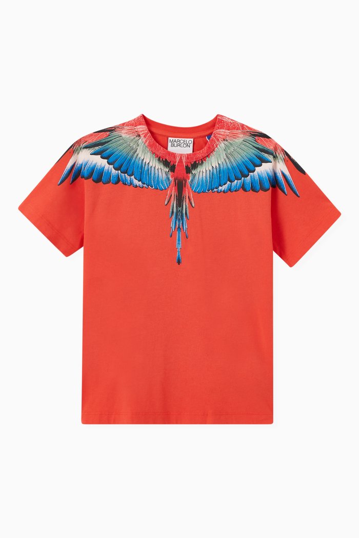 

Wing Pattern T-Shirt in Jersey, Red