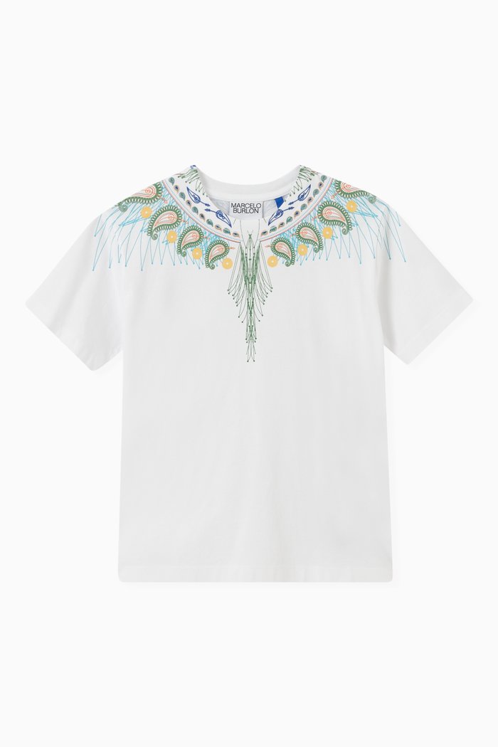 

Wing Pattern T-Shirt in Jersey, White
