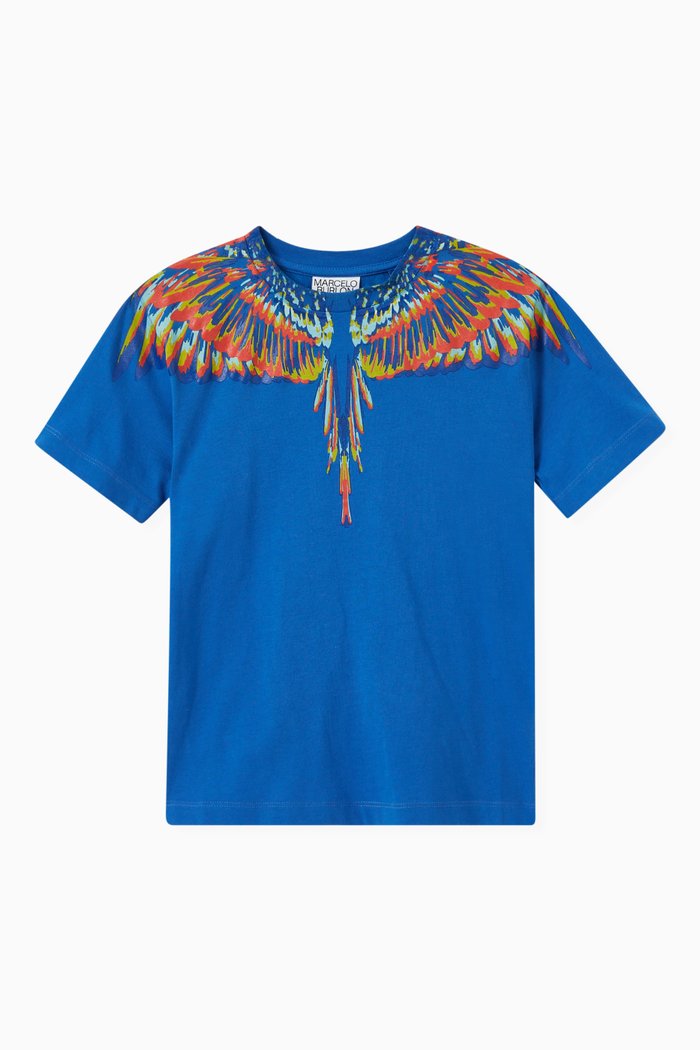 

Wing Pattern T-Shirt in Jersey, Blue