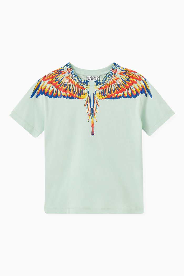 

Wing Pattern T-Shirt in Jersey, Green