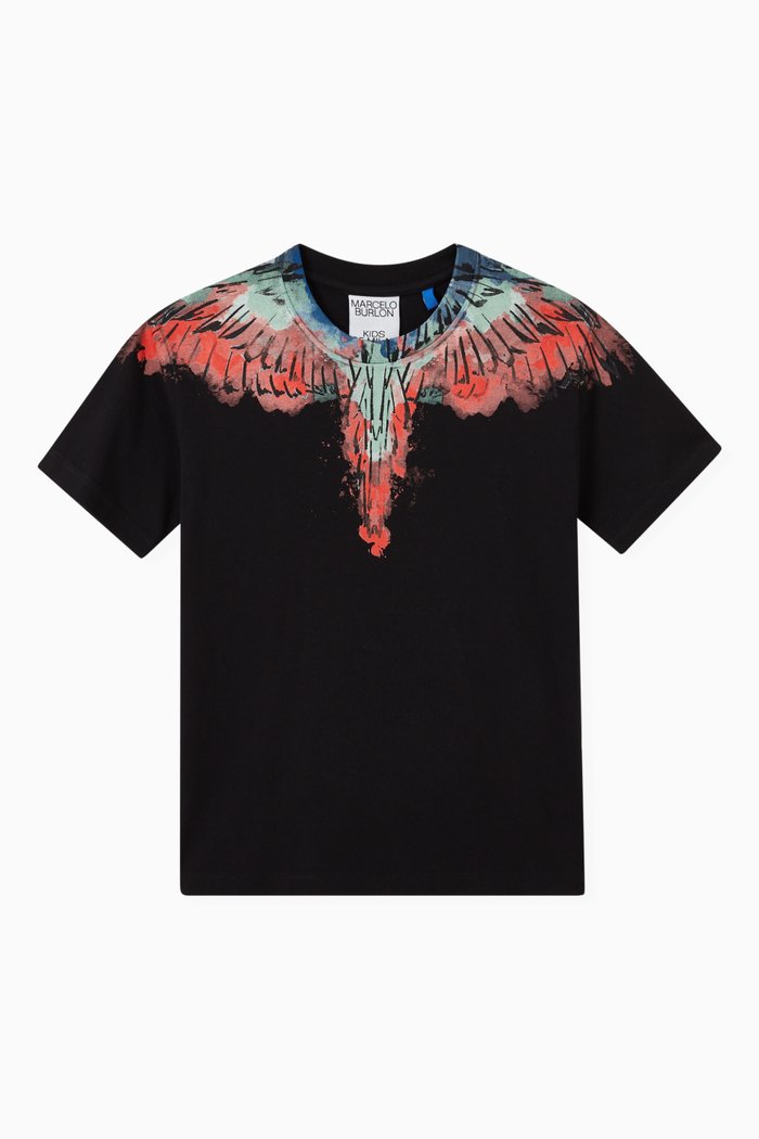 

Watercolour Wings T-Shirt in Jersey, Black