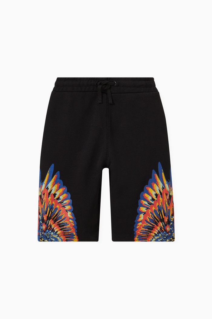 

Wing Print Shorts in Cotton Blend, Black