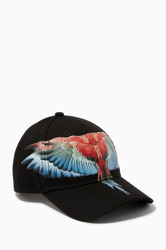 

Wings Baseball Cap in Cotton Gabardine, Black