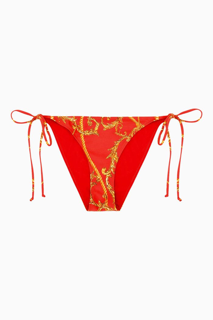 

String Bikini Bottoms in Recycled Nylon, Red