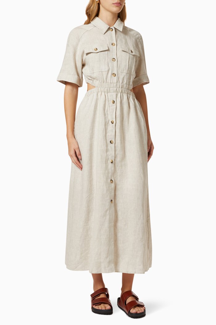 

New Motivation Dress in Linen, Neutral