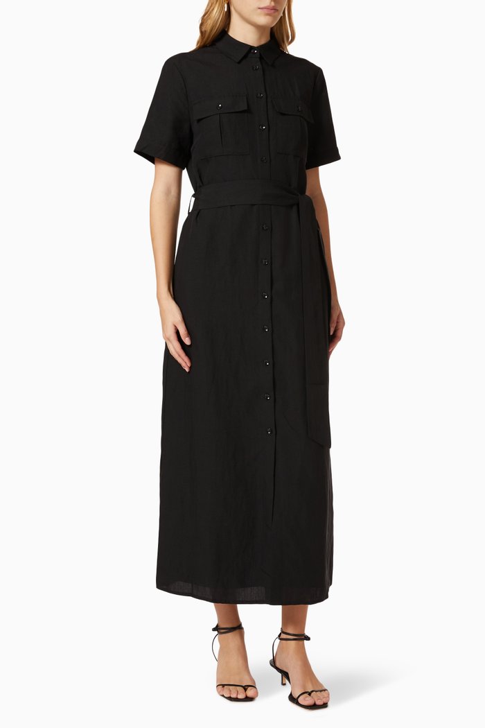 

The Downtime Dress in Linen, Black