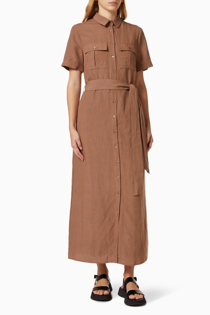 

The Downtime Dress in Linen, Brown