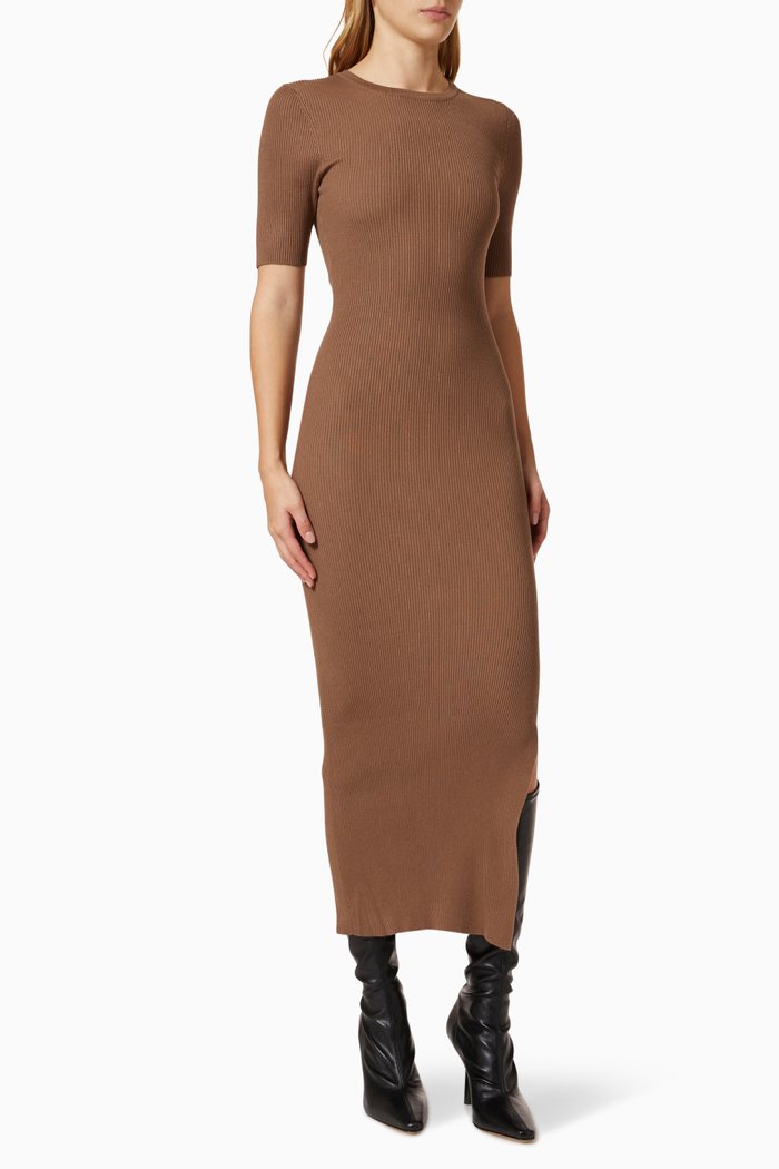 

My Reflection Dress in Rib-knit, Brown