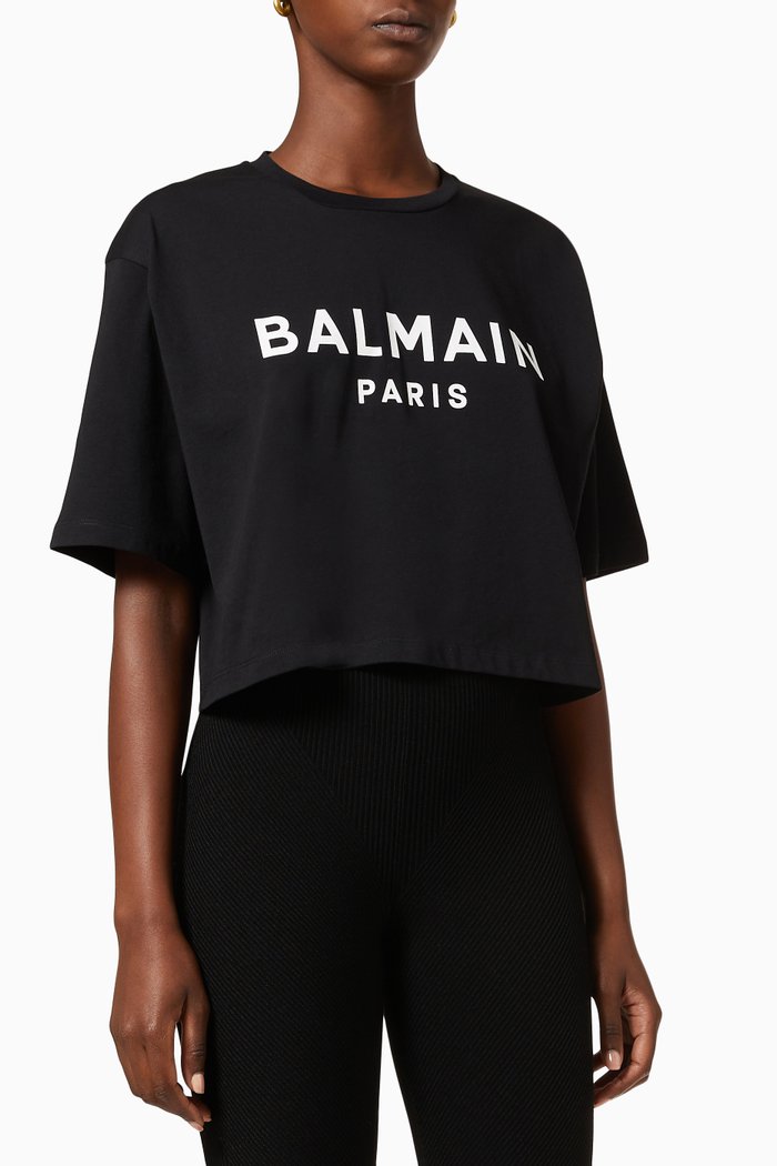 

Logo Crop T-shirt in Jersey, Black
