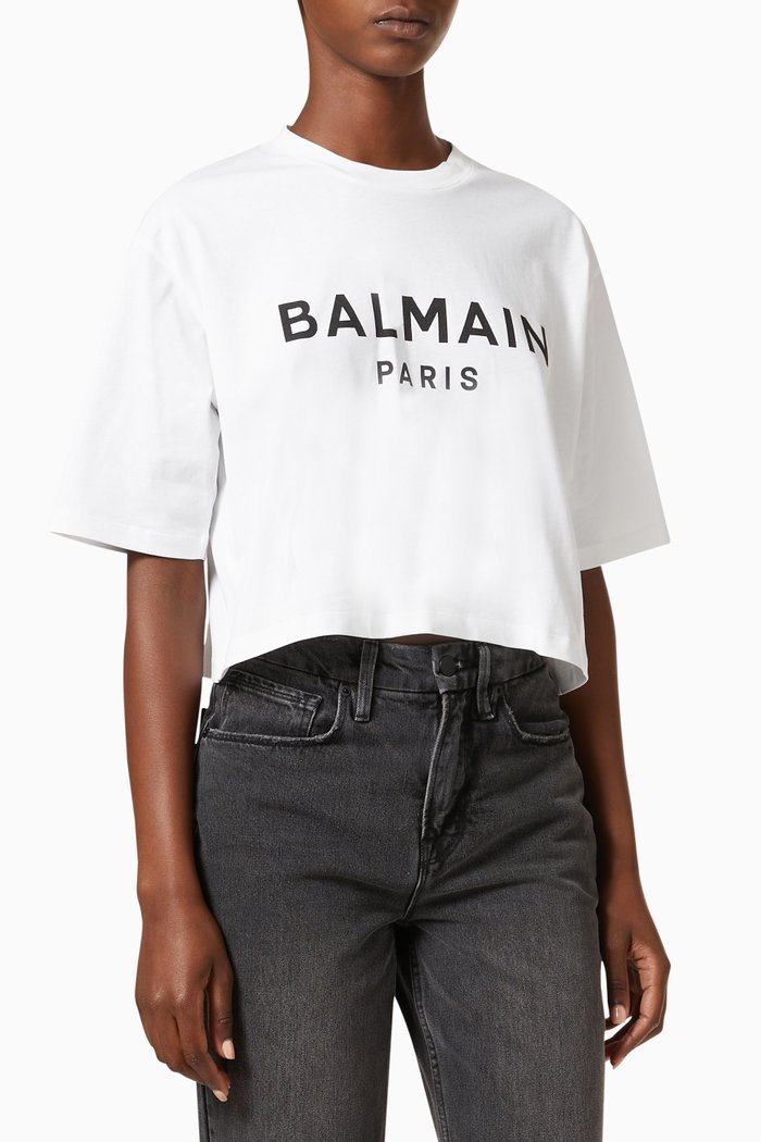 

Logo Crop T-shirt in Jersey, White