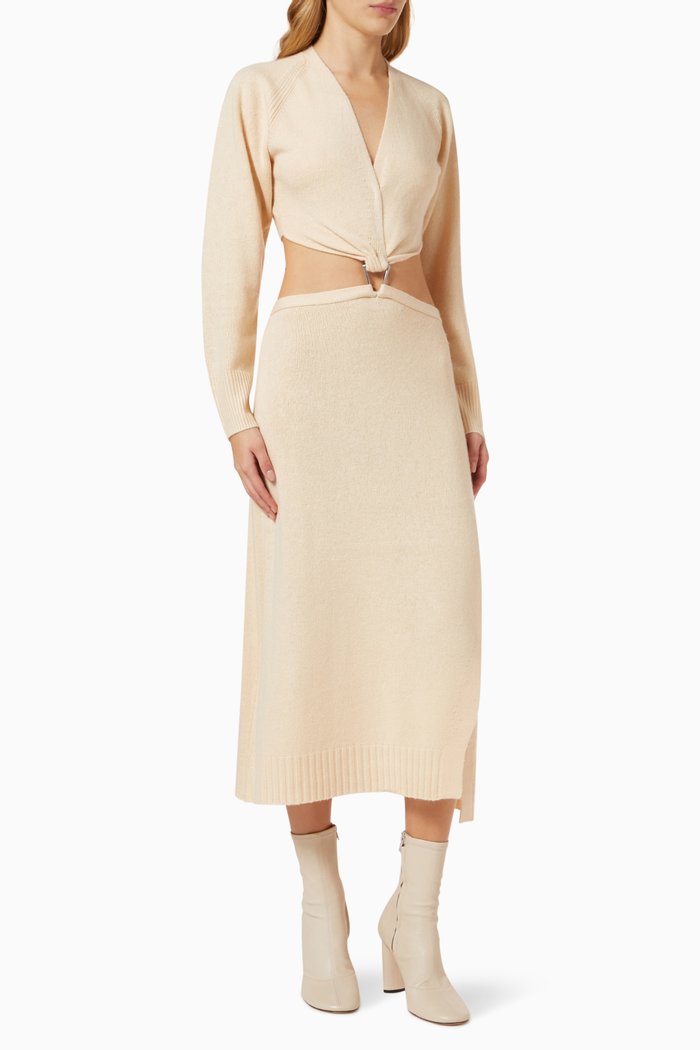 

Harmony Cutout Dress in Knit, Neutral
