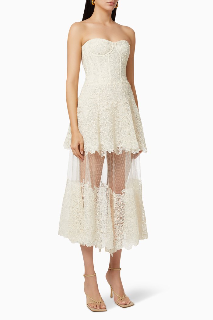 

Harlow Midi Dress in Lace, Neutral