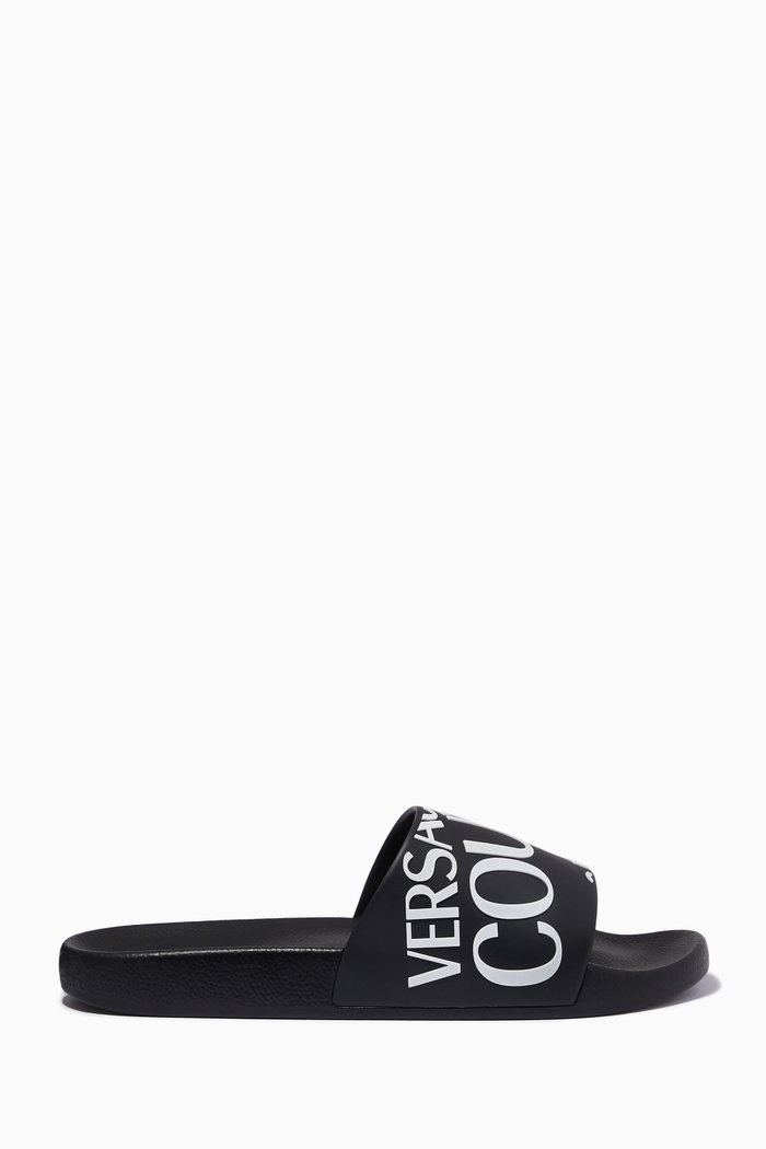 

Logo Slide Sandals in Rubber, Black
