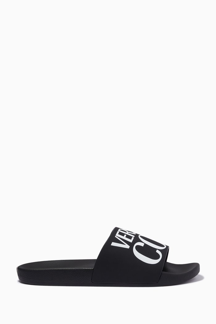 

Logo Slide Sandals in Rubber, Black