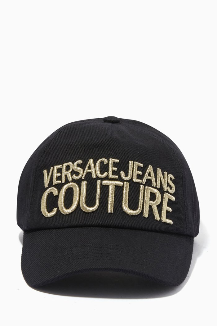 Institutional Logo Embroidered Baseball Cap in Cotton, Black