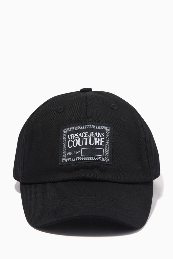 Logo Patch Baseball Cap in Cotton, Black