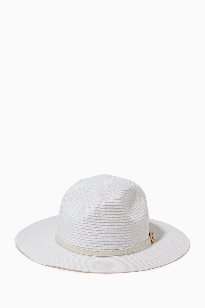 

Fedora Hat in Woven Paper, White