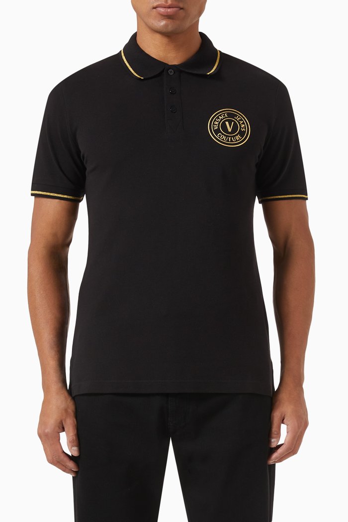 

Logo Polo Shirt in Cotton Pique, Black