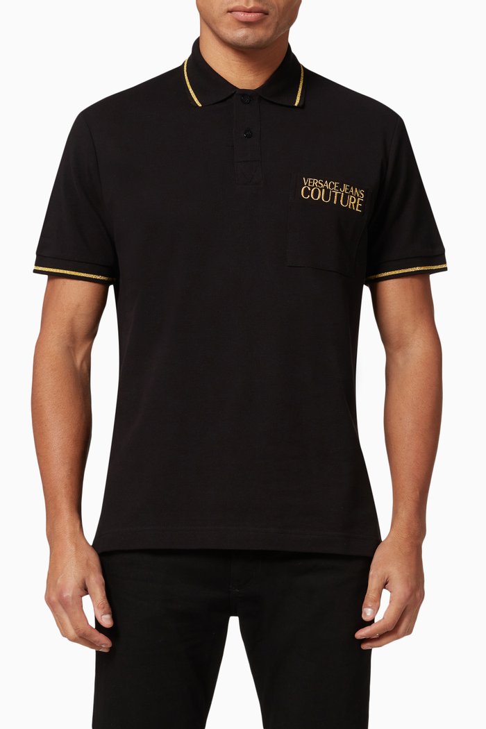 

Logo Polo Shirt in Cotton Pique, Black