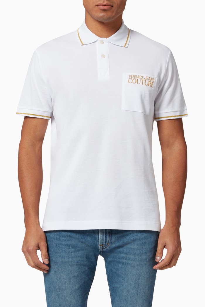 

Logo Polo Shirt in Cotton Pique, White