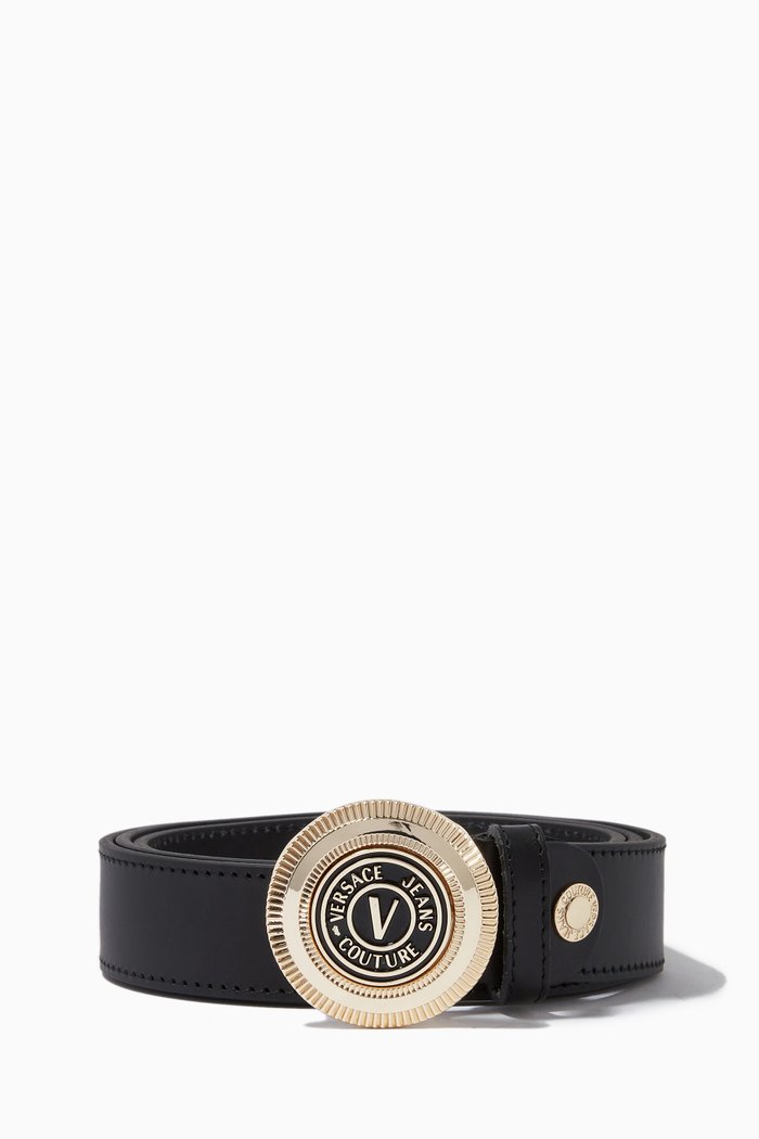 

V-Emblem Logo Belt, Black