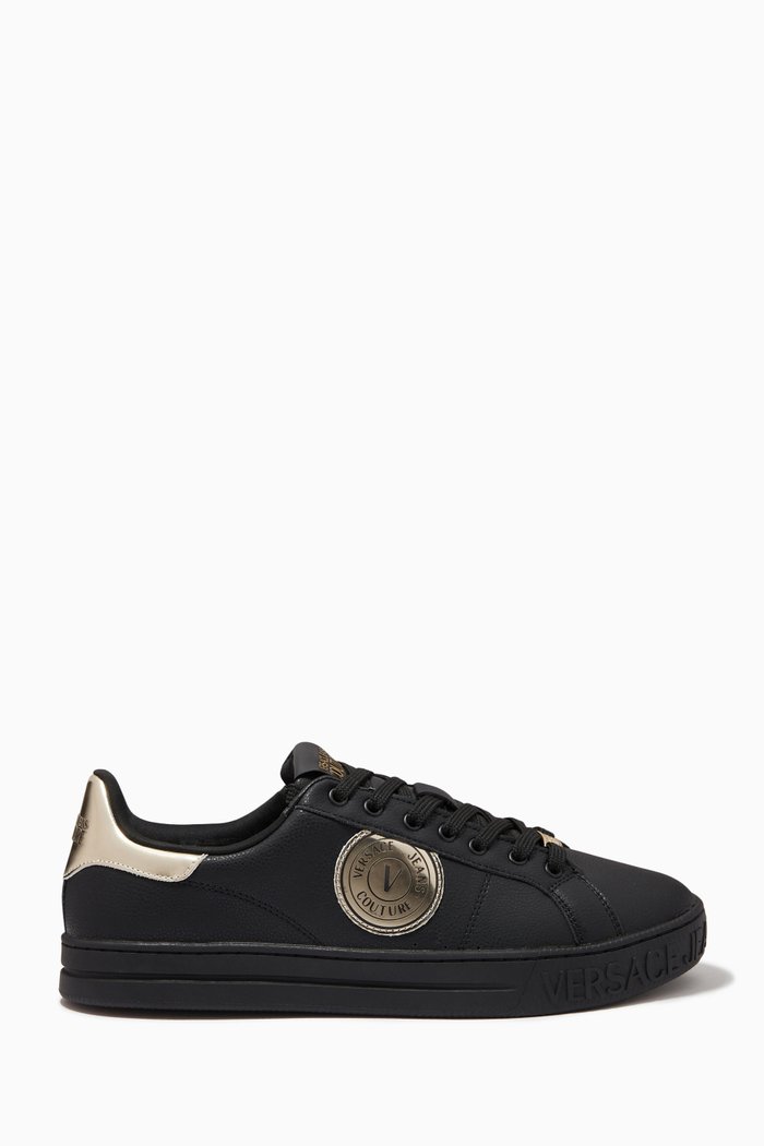 V-Emblem Court 88 Logo Sneakers, Black