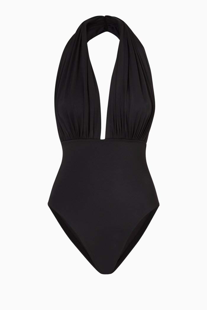 

Halter Low Back Mio One Piece Swimsuit, Black