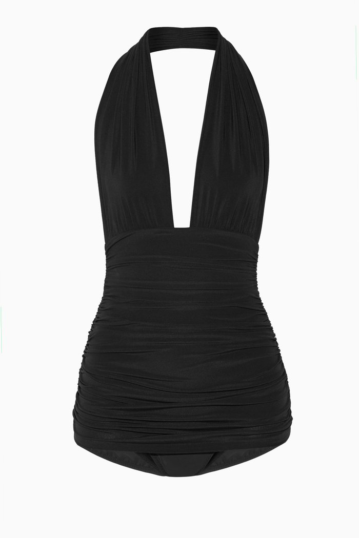 

Halter Bill Swimsuit in Nylon Lycra, Black
