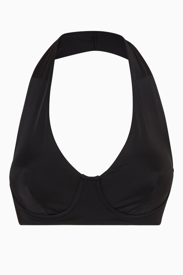 

Underwire Halter Bikini Top, Black