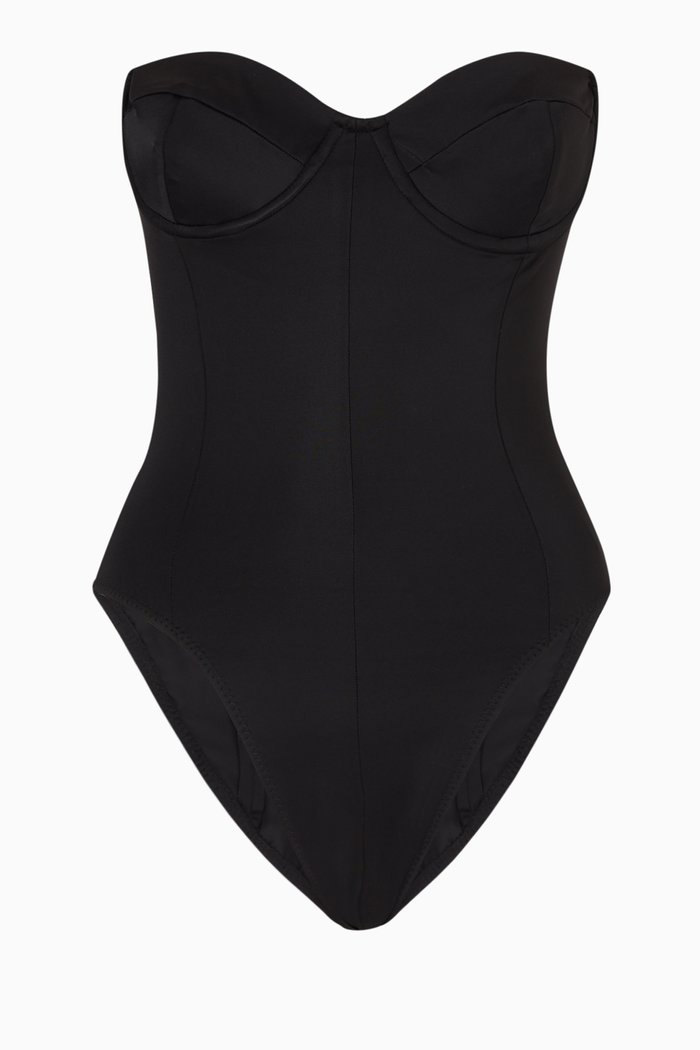 

Corset Mio Swimsuit in Nylon Lycra, Black