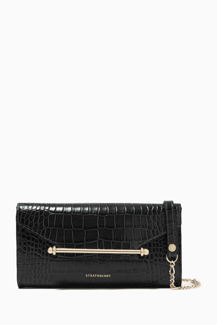 

Multress Chain Wallet in Croc-embossed Leather, Black