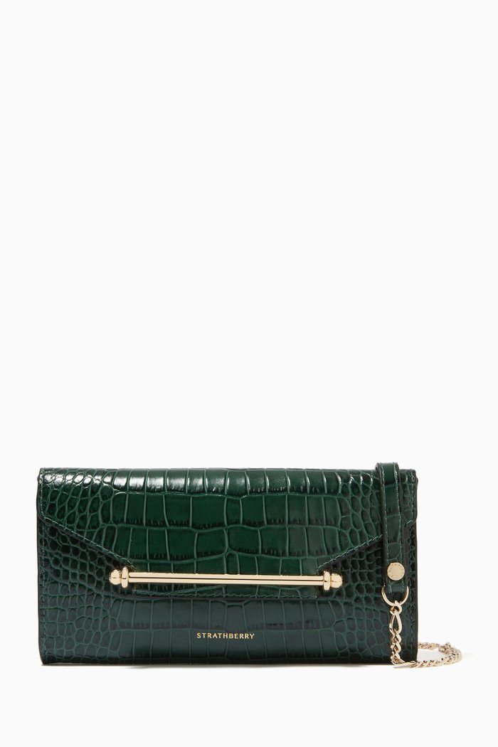 

Multress Chain Wallet in Croc-embossed Leather, Green