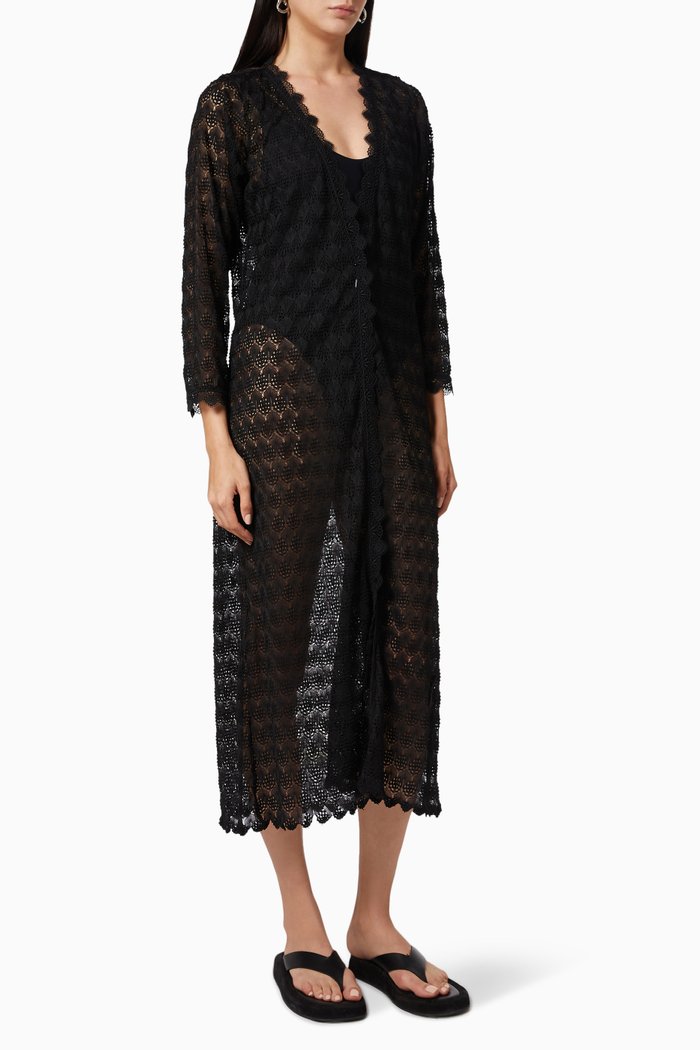 

Provenzal Kimono in Crochet Knit, Black