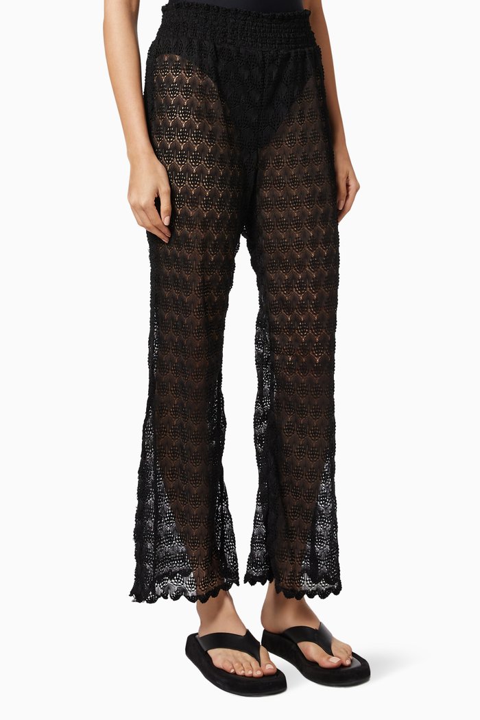 

Provenzal Pants in Crochet Knit, Black