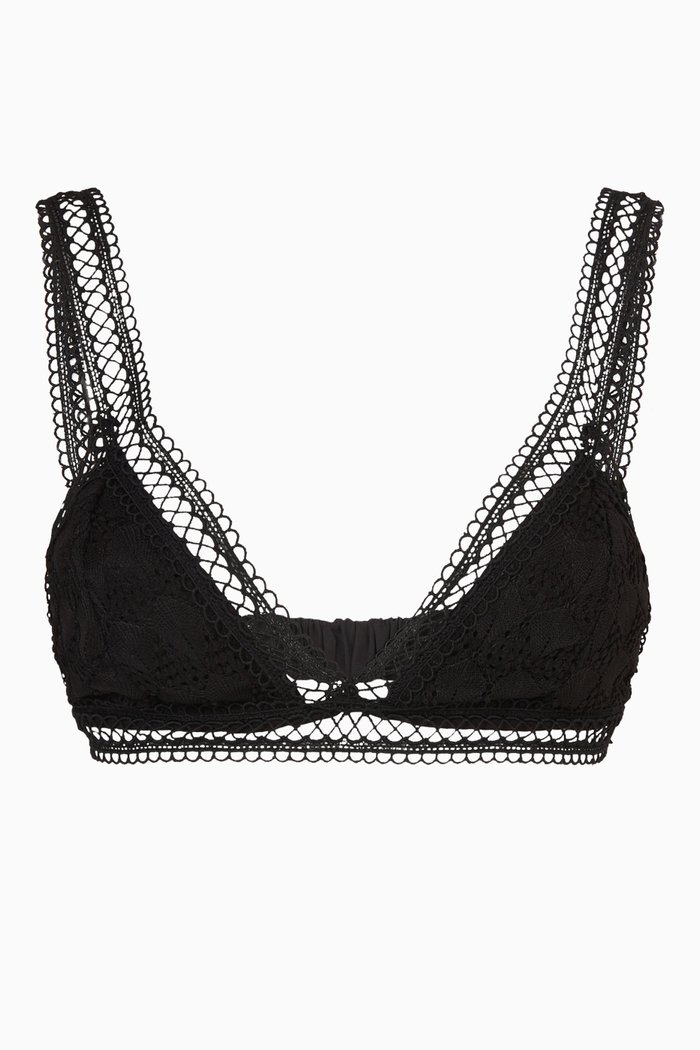 

Loulou Bikini Top in Crochet Knit, Black